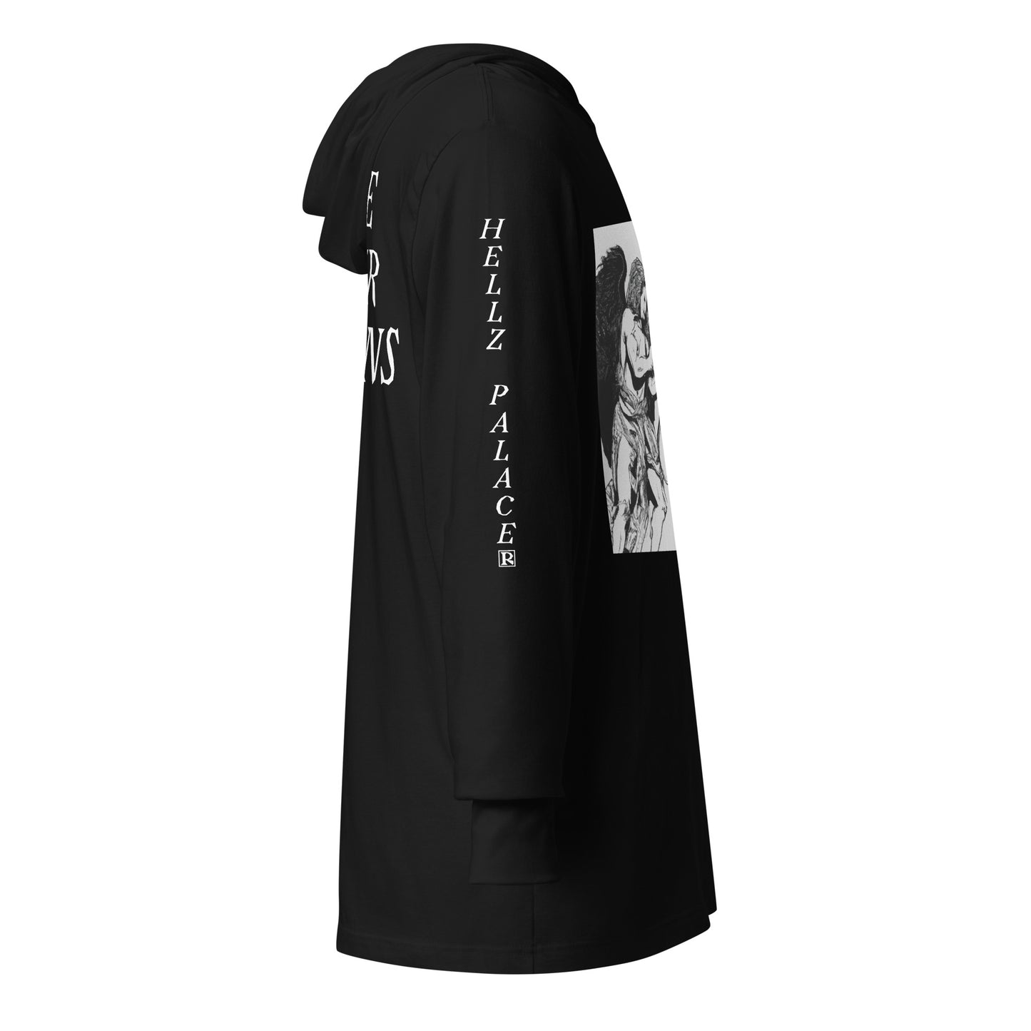 Hellz Palace® Brand Angels Vs Demons Thin Hooded long-sleeve tee