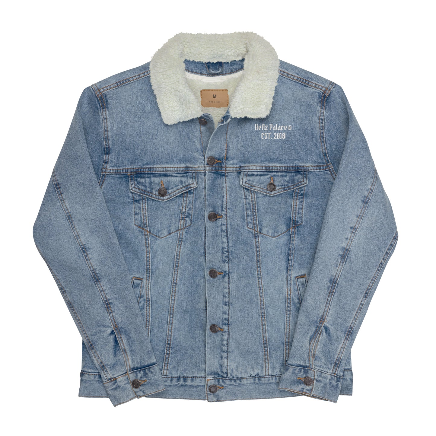 Hellz Palace® Brand EST Unisex denim sherpa jacket